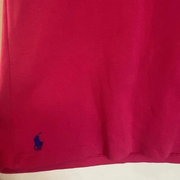 Polo Scoop Neck Long Sleeve Shirt Sz L Bright Pink 100% Cotton - Picture 3 of 7